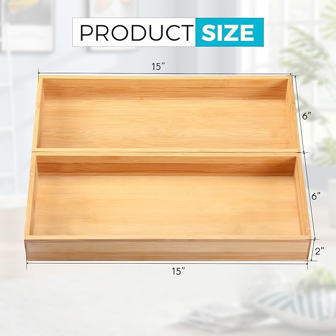 Fabsome Kitchen Utensil Drawer Organizer, Bamboo Silverware Cutlery Flatware - Image 4