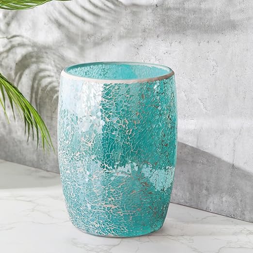 Escenzy Modern Bathroom Trash Can Mosaic Glass 5L | 7" x 10" | Decorative Small - Image 8