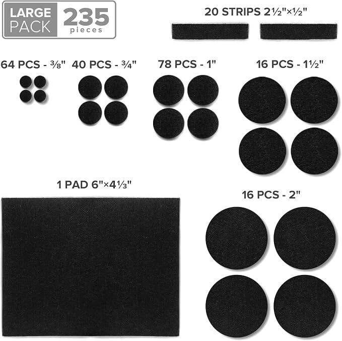 Felt Furniture Pads 235 PCS X-Protector! Huge Quantity of Black Furniture Pads - Image 5