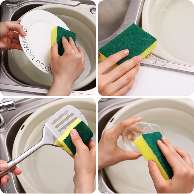 Tanlade 600 Pcs Individually Wrapped Dishwashing Sponge Bulk Non Scratch Scrub - Image 6