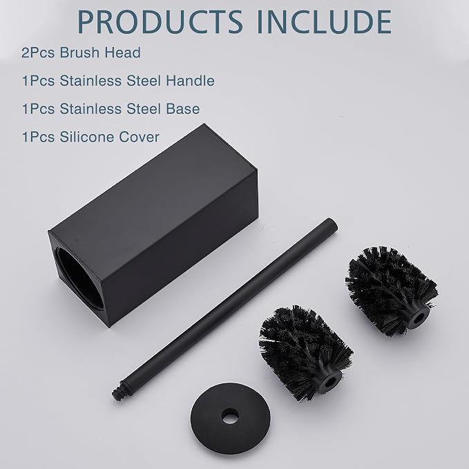 FORIOUS Toilet Brush and Holder Set, Heavy Duty 304 Stainless Steel Base Square - Image 8