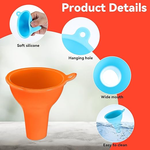 4Pcs Funnels for Kitchen Use Filling Bottles Silicone Funnel Wide Mouth Funnel - Image 3