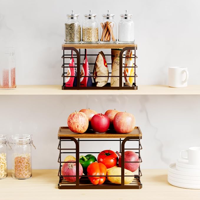2 Pack Storage Stackable Kitchen Laundry Pantry Organizers, Wall Mount Trash - Image 6