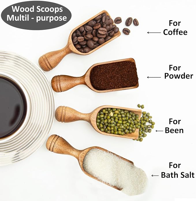 Wooden Scoops for Canisters 3PCS Acacia Wooden Scoop for Jars Small Wood Scoops - Image 5