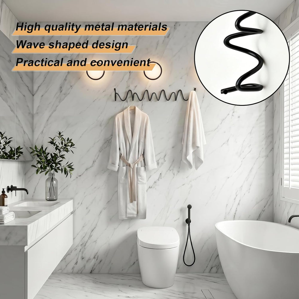 RRG Wavy Wall Mount Coat Rack,19 Inch Black Heavy Duty Wave Hook Strip