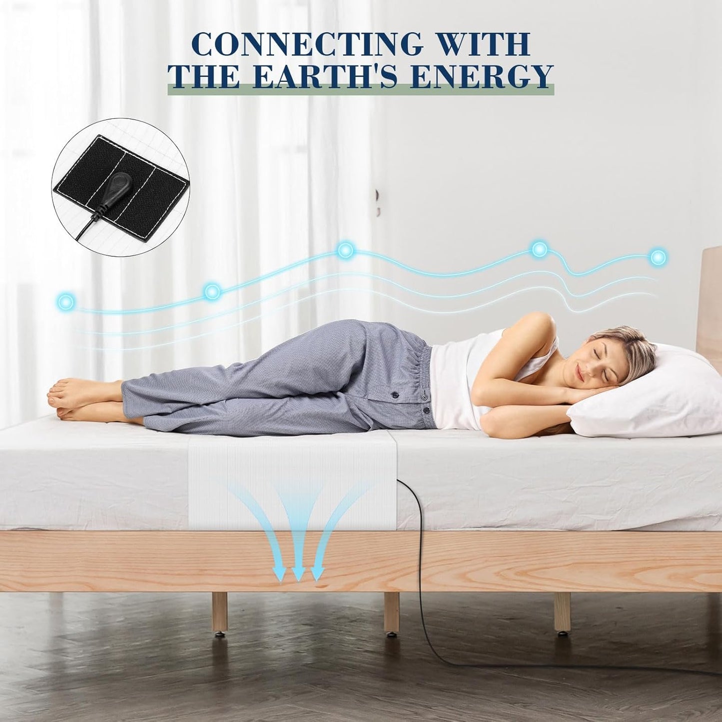 Grounding Sheet for All Mattress Sizes, with grounding Cord and Test Pen (Alabaster,105.3 * 23.3inch)