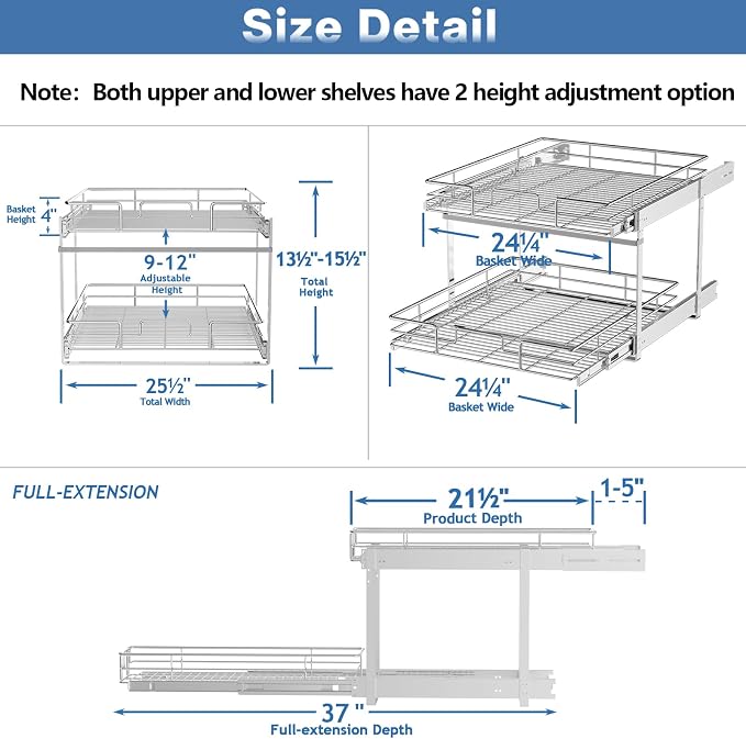 ROOMTEC Individual Pull Out Cabinet Organizer, 2 Tier Spice Rack Organizer - Image 3
