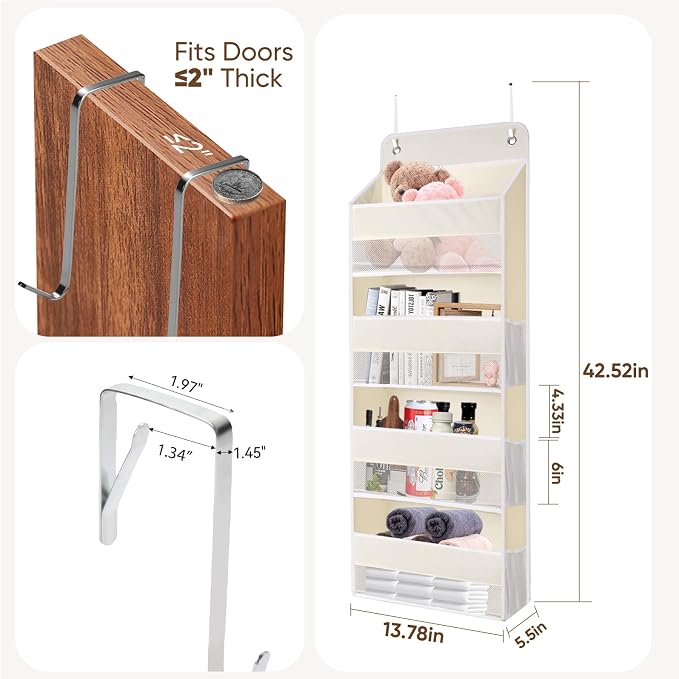 QINGUANG Over The Door Organizer, Hanging Organization and Storage, Behind Door - Image 2