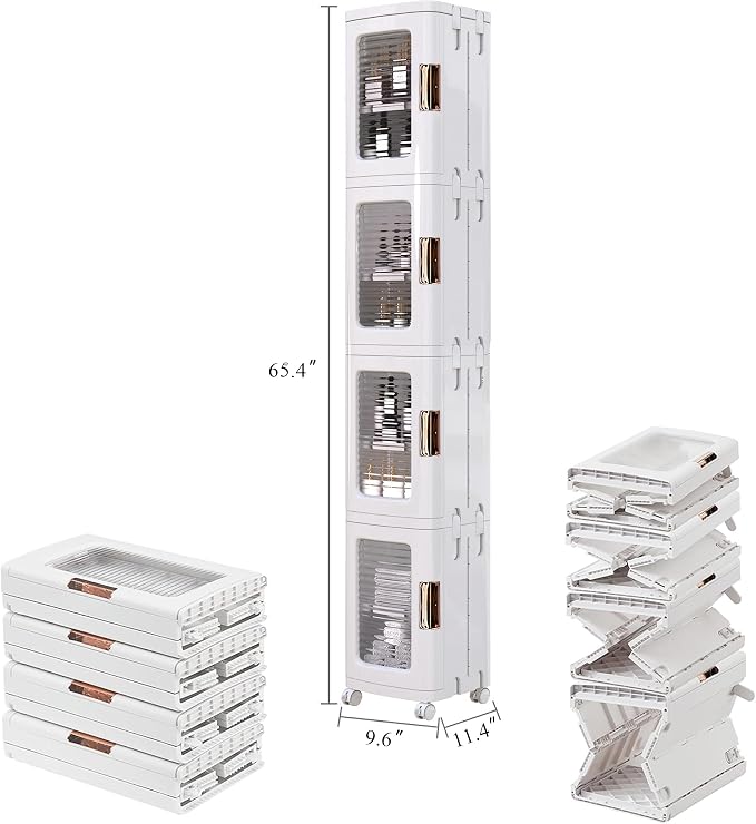 VECELO 4-Tier Tall Narrow Storage Cabinet - Image 2