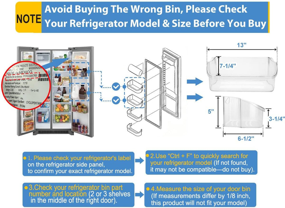 【NEW UPGRADED】 2 Pack 240324502 Refrigerator Door Shelf Bins (Right) for Frig...
