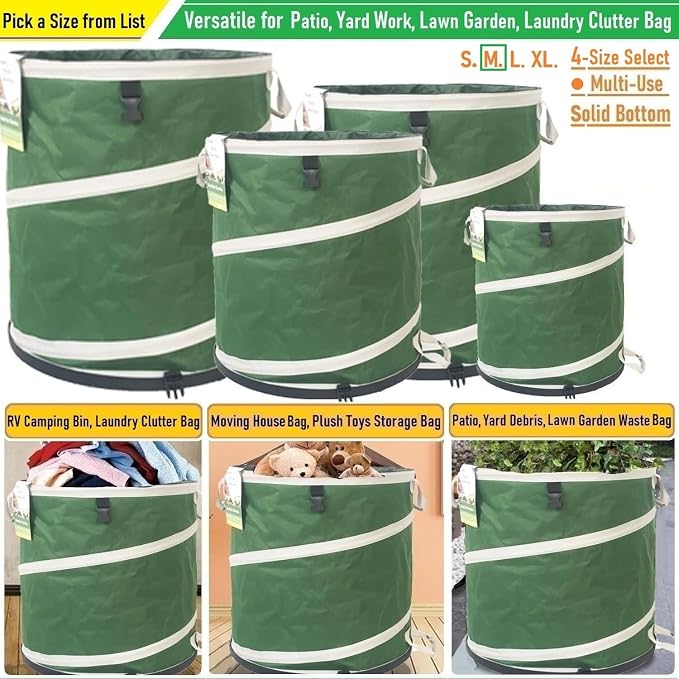 24-Gallon Collapsible Trash Can Hard-Shell Bottom Yard Garden Bag - Image 3