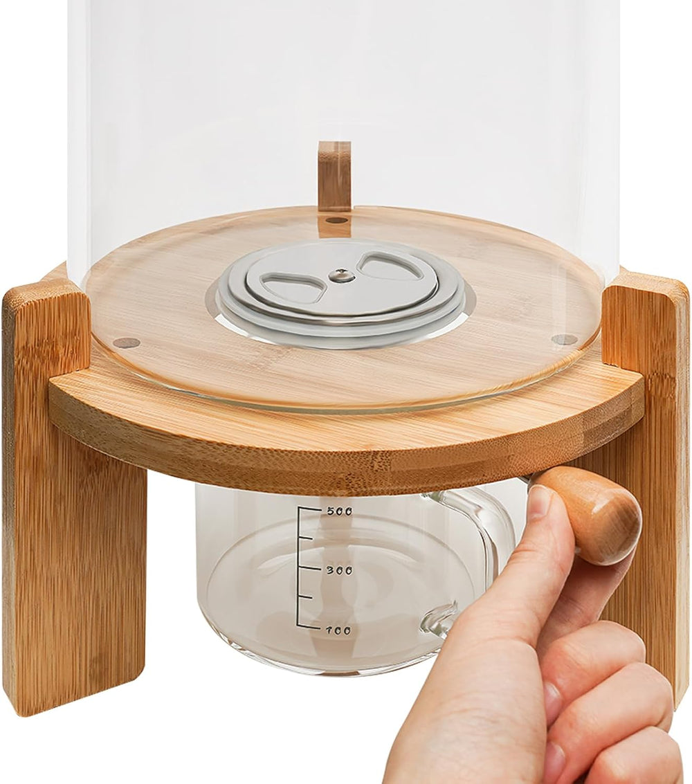 7.5L/5L Grain Storage Tank Dispenser with Base+Valve+Cup Glass Rice Cereal Be...