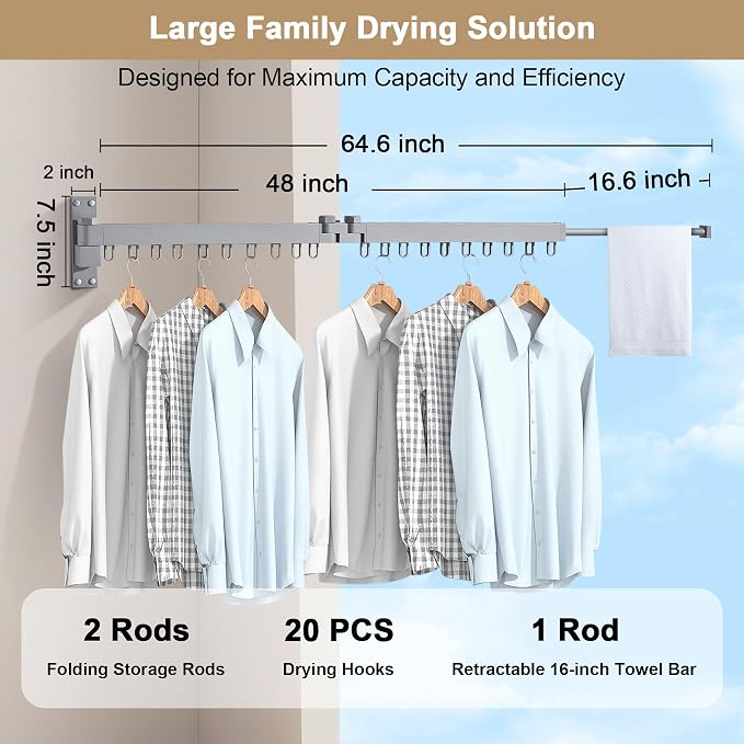 Bakala Clothes Drying Rack, Laundry Drying Rack Foldable, Heavy-Duty Space - Image 4