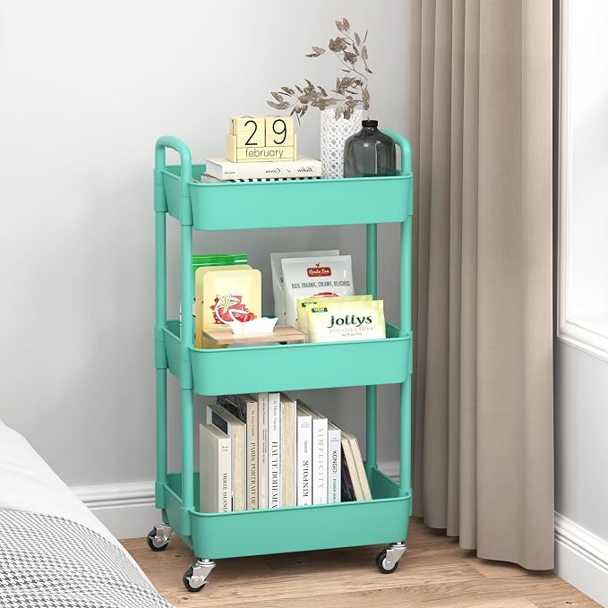 Sywhitta 3-Tier Plastic Rolling Utility Cart - Image 3