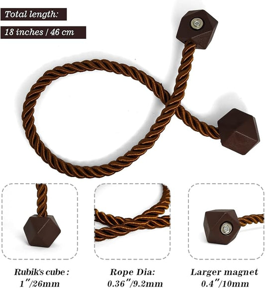 Hion Magnetic Curtain Tiebacks Dark Brown 6 Pack, Curtain Tiebacks Buckles - Image 2