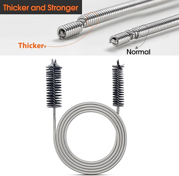 Extra-Thick Drain Brush with Stronger Spring 61-Inch Stainless Steel and Nylon - Image 5