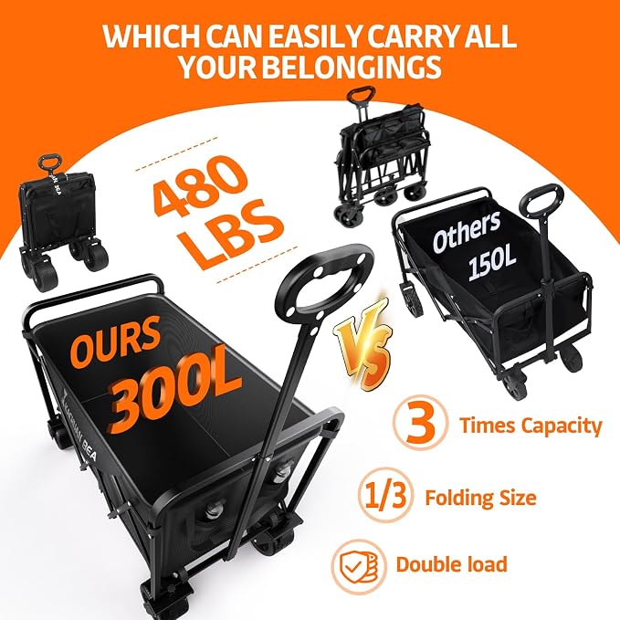 300L Large Collapsible Wagons Carts - Image 3