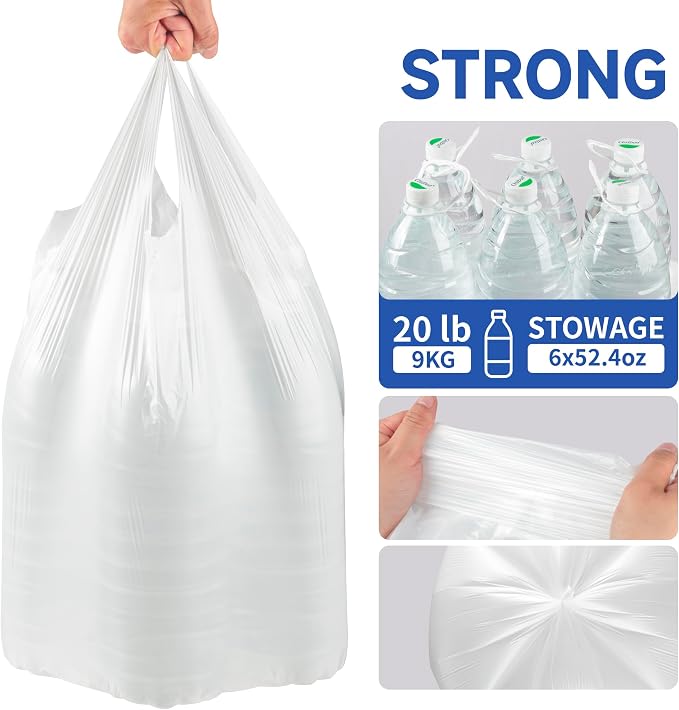 Small Trash Bags with Handles 4 Gallon 50 Count White - Image 4