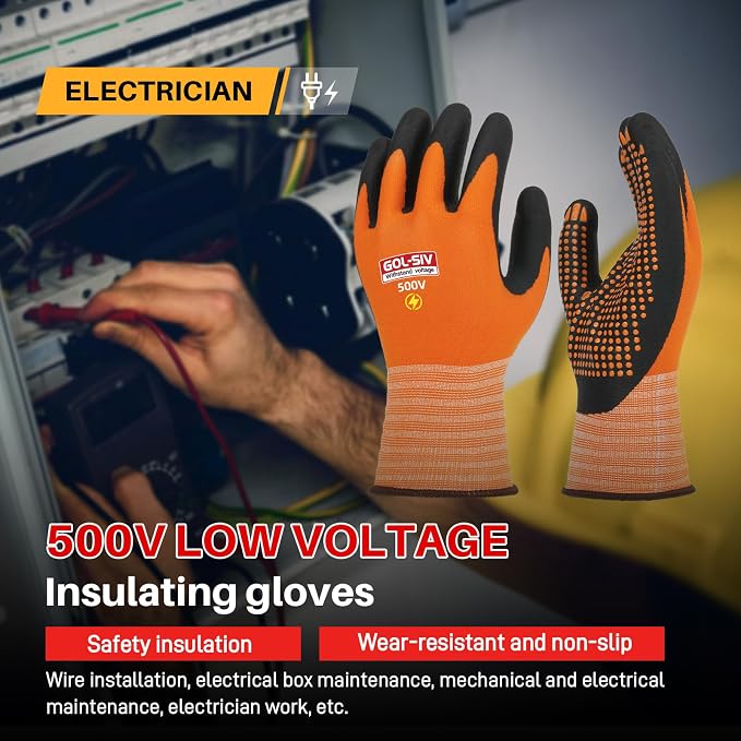 Electrical Insulated Gloves, 500V High Voltage Resistance Electrician Safety - Image 2