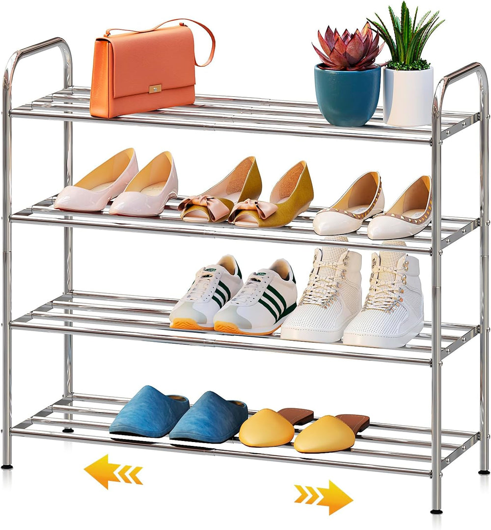 4-Tier Expandable Shoe Rack – Adjustable Heavy Duty Organizer Shelf | 100% St...