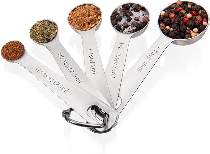 Doosu Measuring Spoons Set of 5-18/8 Stainless Steel Heavy Duty Teaspoons by Doosu