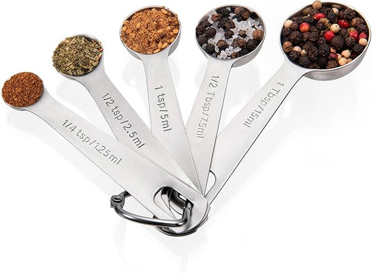 Doosu Measuring Spoons Set of 5-18/8 Stainless Steel Heavy Duty Teaspoons by Doosu