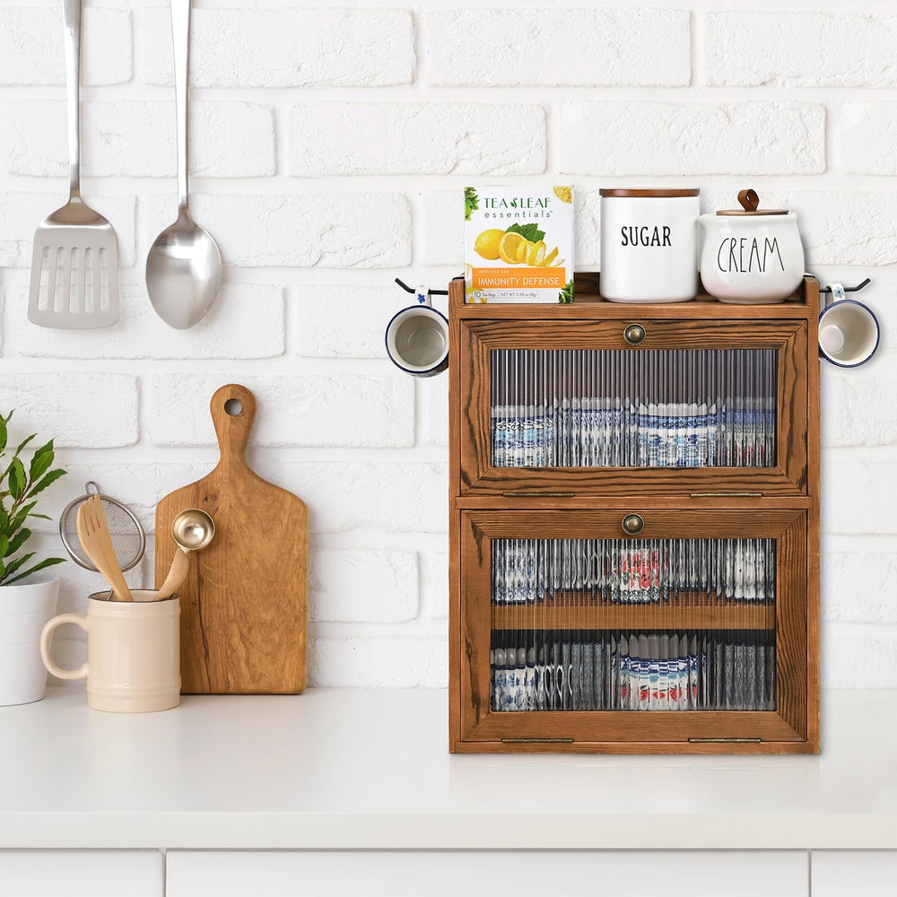 Ikee Design Wood 2-Tier Cabinet with Airflow Drying Tray
