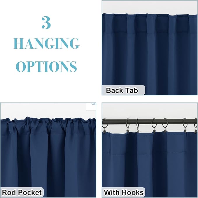 RYB HOME Blackout Kitchen Curtains, Thermal Insulated Back Tabs Window Curtain - Image 5