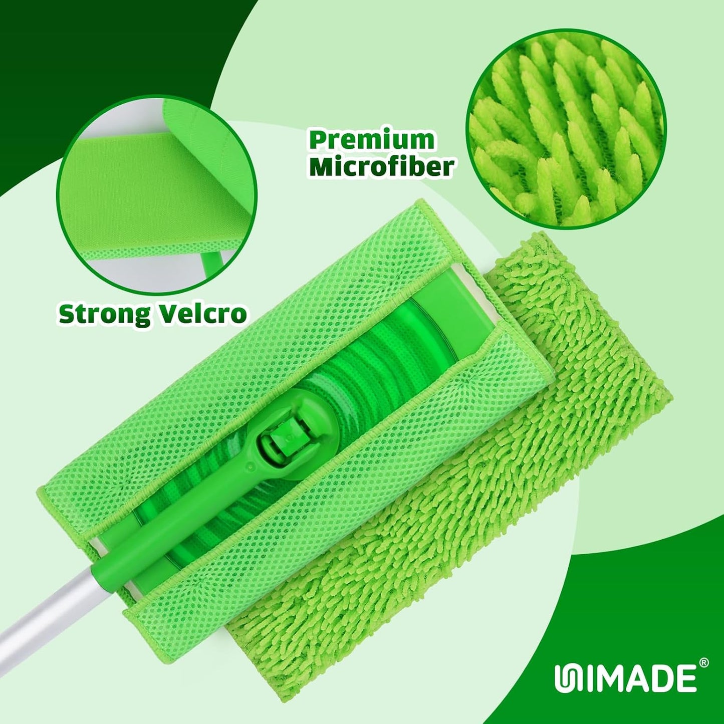 UNIMADE Reusable Microfiber Mop Pads Compatible with Swiffer Sweeper - 6 Replacement Pads + 1 Base Pad - Dry & Wet Sweeping Cloths, Washable Mopping Refills Use for Most Floor Types