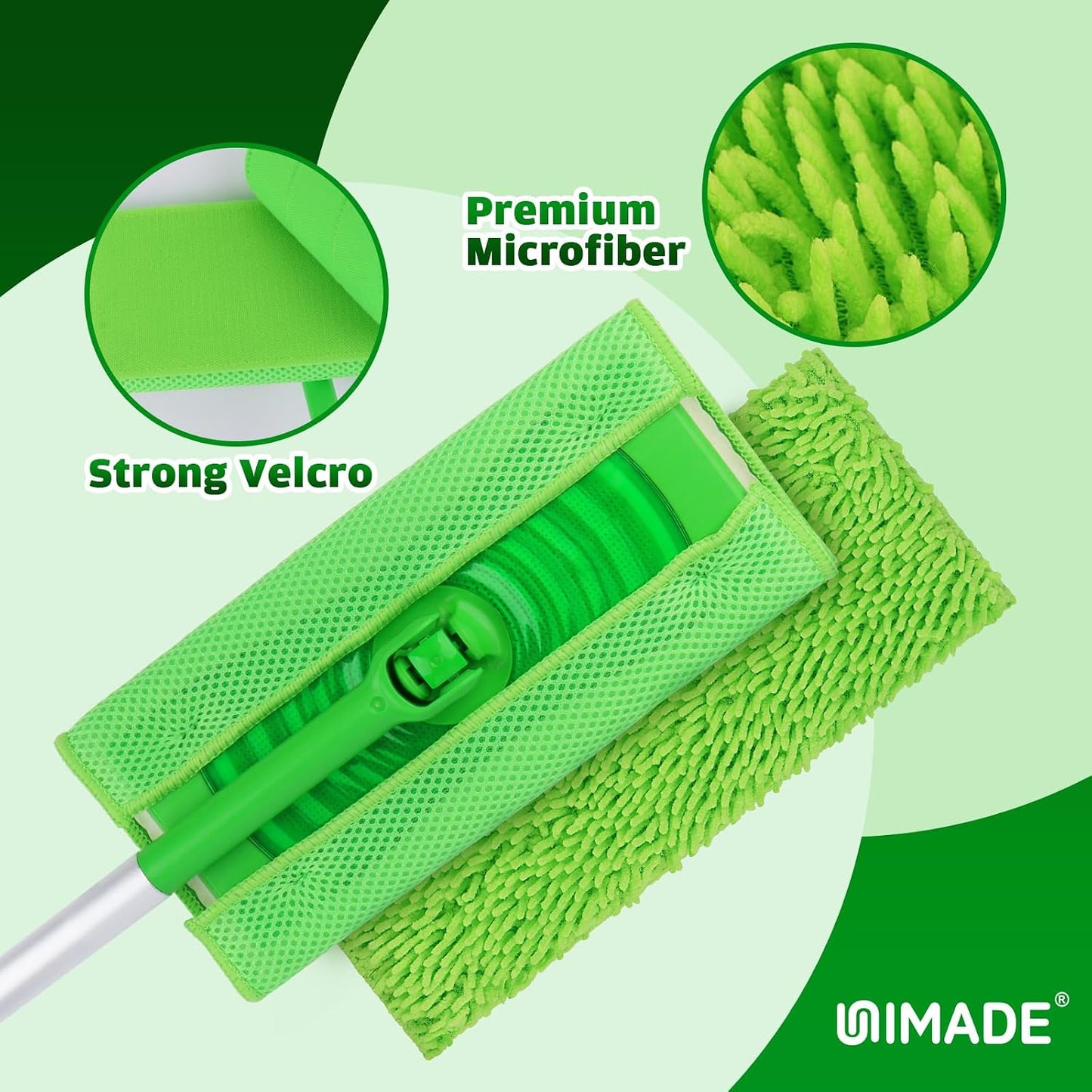 UNIMADE Reusable Microfiber Mop Pads Compatible with Swiffer Sweeper - 6 Replacement Pads + 1 Base Pad - Dry & Wet Sweeping Cloths, Washable Mopping Refills Use for Most Floor Types
