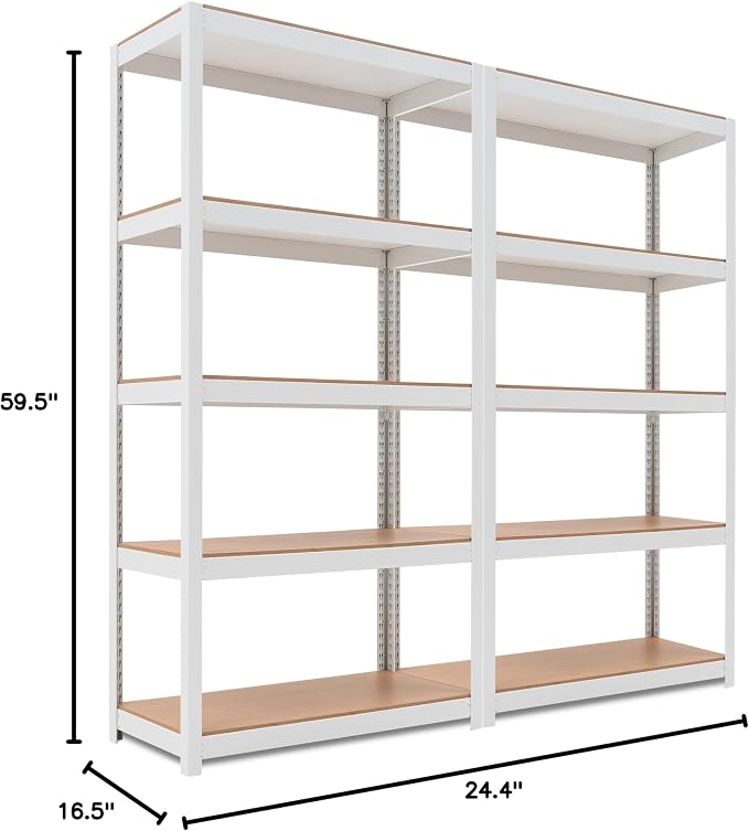 HOMEDANT House 5-Tier Laminated Metal Shelving Unit Adjustable Storage Utility - Image 2