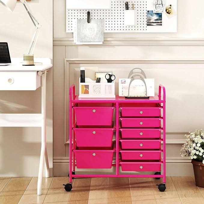 GOFLAME 9-Drawer Rolling Storage Cart, Mobile Utility Cart