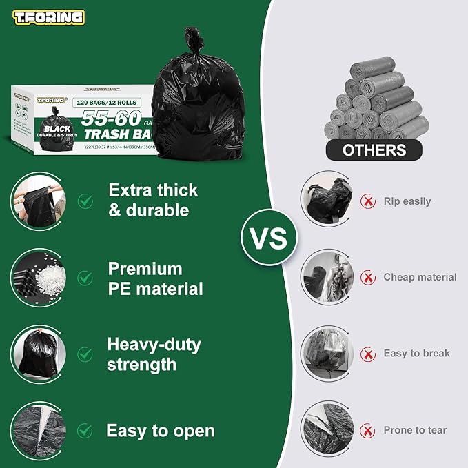55-60 Gallon Black Trash Bags 120 Count - Image 3