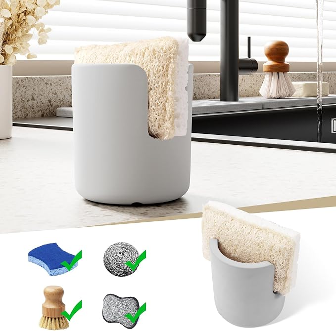 Diatomite Stone Sponge Holder, Quick Dry Dish Sponge Stand by SlowSLog