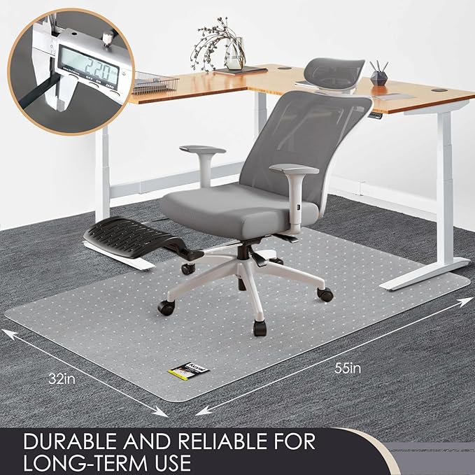 Kuyal Office Chair Mat for Carpet, 32x55 Clear Heavy Duty Computer Chair Mat - Image 4