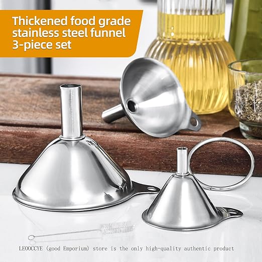 3 Pcs Stainless Steel Kitchen Funnel Made of Food-Grade Stainless Steel That - Image 5