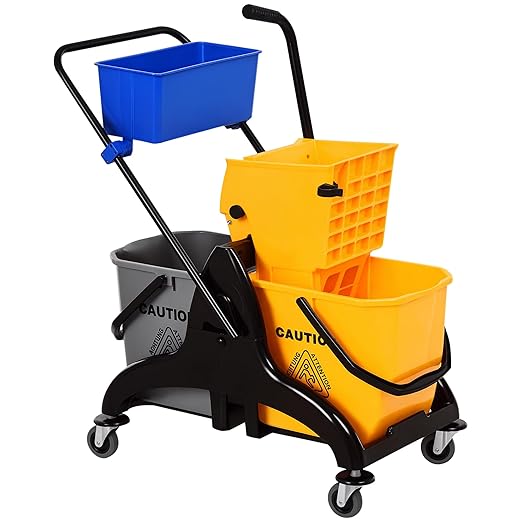 HOMCOM 2 x 6.9 Gallon Mop Water Bucket Wringer Cart by HOMCOM
