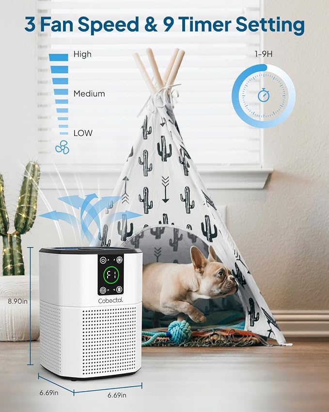 2 Pack Air Purifier for Home Bedroom, Cobectal Room Air Cleaner - Image 7