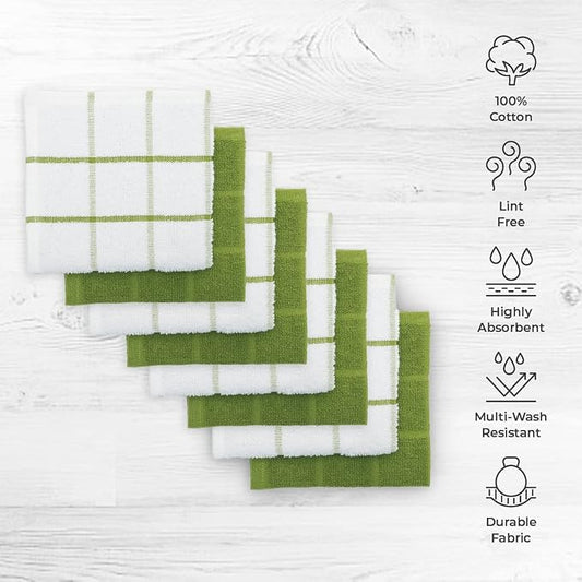 100% Cotton Terry Dish Cloth & Dish Towel, 6 Pack, Super Soft and Absorbent - Image 2