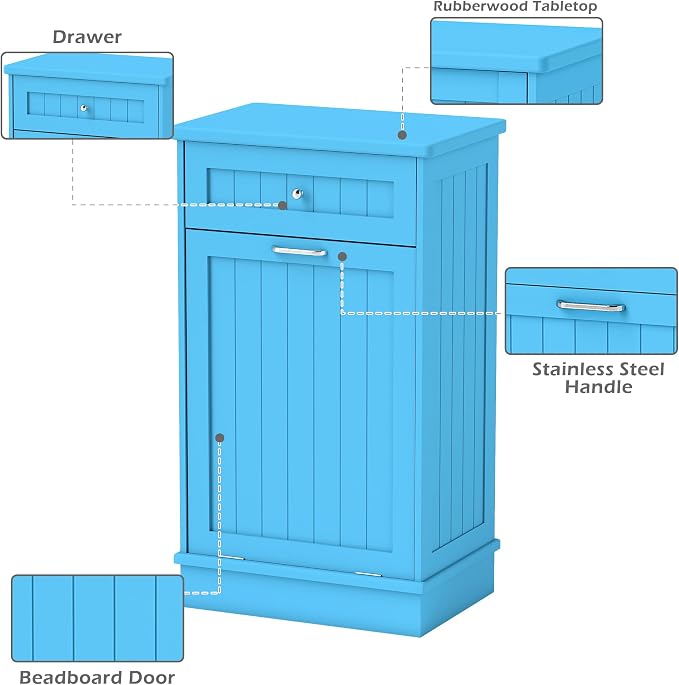 Betterhood Tilt Out Trash Cabinet 10 Gallon Wooden Free Standing Laundry Sorter - Image 5