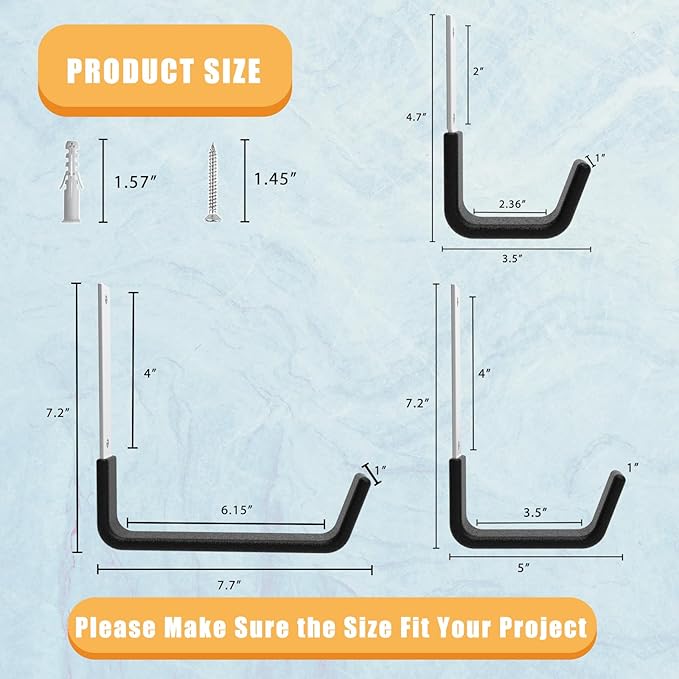 Heavy Duty Utility Hooks for Garage Storage Utility Hooks Wall Mount, Garage - Image 2