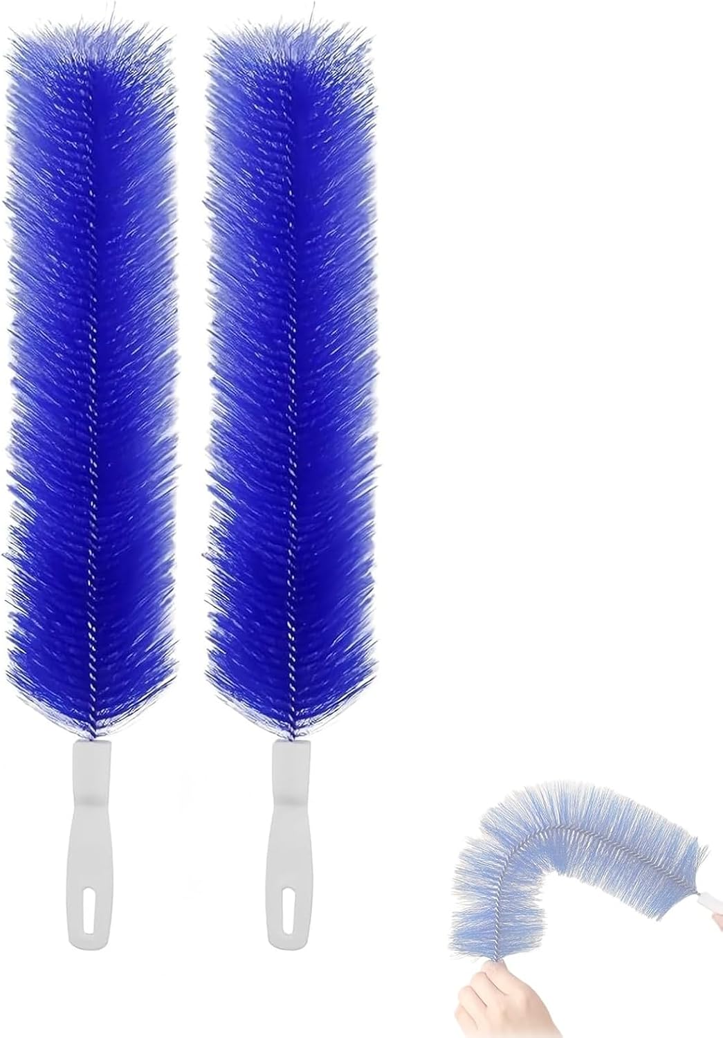 Bendable Microfiber Head, Reusable Dust Remover, 90° Flexible Ceiling & Fan Dust Magnet, Fan Cleaning Brush, Multi-Purpose Dust Removal Brush (2pcs-Blue)