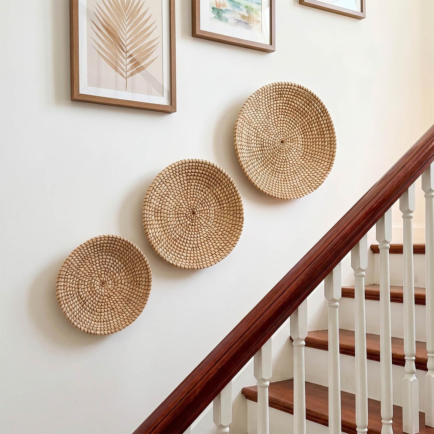 Laquedecraft Baskets Wall Decor Set of 3, Natural Handwoven Wicker | Easy to Hang, Create Your Own Gallery Wall, Perfect for Living Rooms, Bedrooms & Entryways