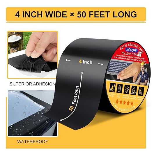 RV Roof Sealant Tape Black, 4 Inch x 50 Feet RV Repair Roof Sealer Seal Tape - Image 2