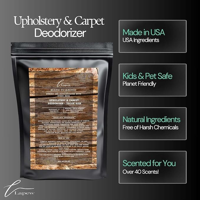 Rustic Teakwood Carpet Freshener Powder Refill 36 oz | Powerful Odor Eliminator - Image 5