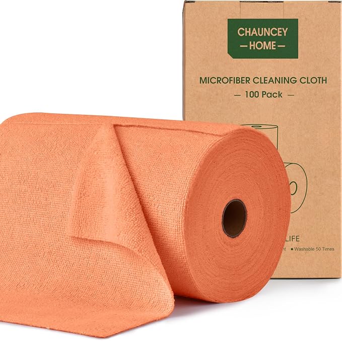 Roll of Microfiber Cleaning Cloth –100 Pack, Tear Away Microfiber Towels by CHAUNCEYHOME