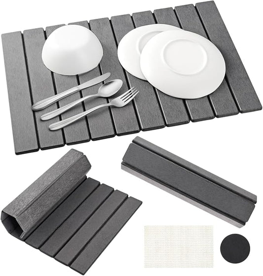 Large Stone Dish Drying Mats for Kitchen Counter, Foldable Quick Drying Mats by FulFillia