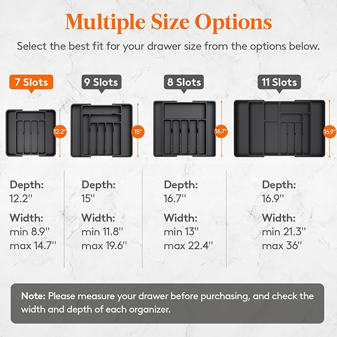 Lifewit Silverware Drawer Organizer, Expandable BPA Free Utensil Tray - Image 7