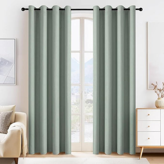 PONY DANCE Sage Green Blackout Curtains by PONYDANCE