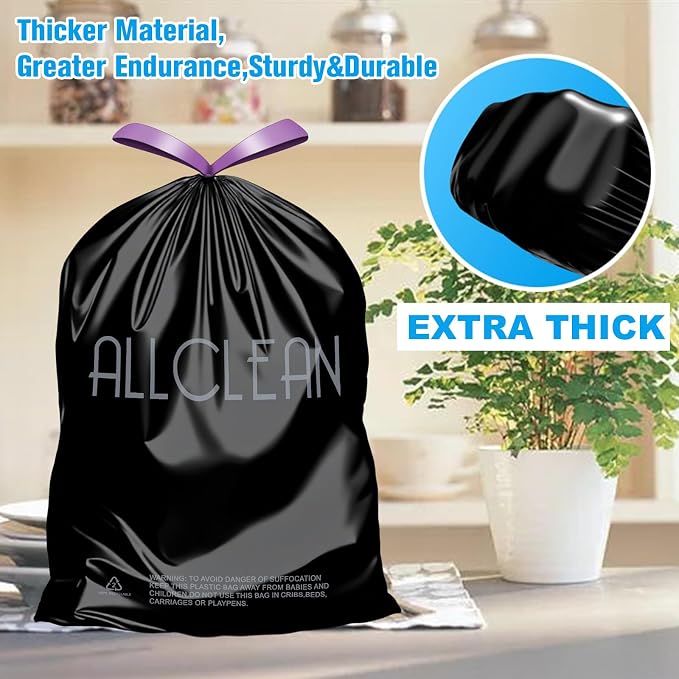 Trash Bags 15 Gallon Tall Kitchen Drawstring Garbage Bags, Fit 13-15 Gal Bins - Image 2
